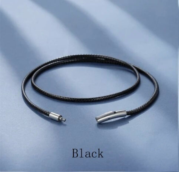 BLACK LEATHER NECKLACES FOR MEN